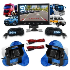 Kit Tela 9.0 Pol. 2 Câmera Infra 12v 2 Cabo 20m Prova D'água