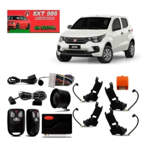 Alarme Automotivo + Kit Trava Dedicada Fiat Mobi 4 Portas