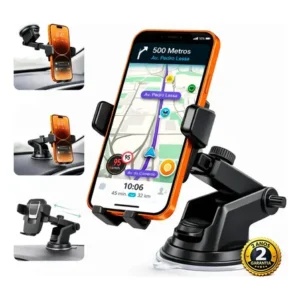 Suporte De Celular Carro 360 Melhor Ventosa Gruda No Painel Encaixe Giratório Veicular Ajustável Anti Queda Do Vidro Parabrisa Retrovisor Automático Pra Smartphone Gps Universal Articulado Apoio Preto