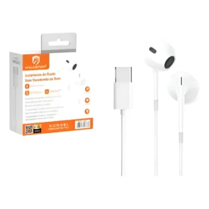 Fone De Ouvido Com Fio Tipo-c Intra-auricular Microfone Rb08 Cor Branco
