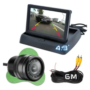 Câmera De Ré Infravermelho 9 Leds Tela Retratil 4.3 Pol. Lcd Preto
