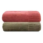 Jogo Toalha De Banho Gigante Ele/ela Velour - 500g/m² Camesa Cor Vinho/marrom - Imagem 9