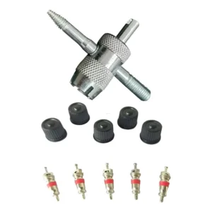 Kit 1 Chave Saca Válvula De Pneu + 5 Válvulas Nucleo