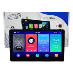 Multimídia Android H-tech 9" Slim QLED Full Touch | 4x60W | 4GB 64GB | GPS CarPlay Wi-fi Bluetooth