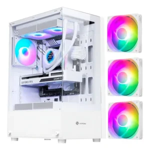 Gabinete Gamer Hayom Branco ATX Mid Tower Vidro 3 Fans RGB Modelo GB1793