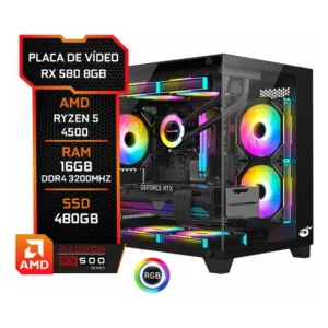 Pc Gamer Setup Ninja Kratos Iii, Radeon Rx 580 8gb, Amd Ryzen 5 4500, 16gb Ddr4, Ssd 480gb