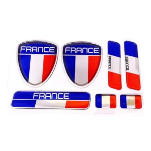 Kit Adesivo Emblema Bandeira Placa Coluna França Resinado