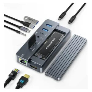 Dock Station Acasis 10 Em 1 Case Ssd Nvme Rj45 Usb-c Hdmi 4k Leitor De Cartão Sd / Tf Hub Usb Tipo C Para Mac Notebook E Pc