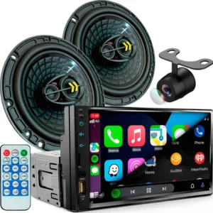 Multimídia Mp5 1din 2din Carplay + Alto Falante Câmera De Ré