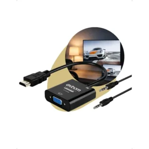 Conversor Adaptador Hdmi Para Vga + Cabo P2 Exbom Preto