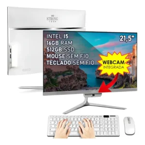 Computador Completo All In One I5 16gb Ssd 512gb 21,5 Strong Cinza