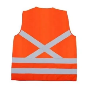 Colete Laranja Com Faixa Refletiva Ziper Sinalização Obra