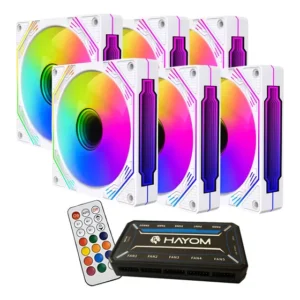 Kit 6 Fans Brancas 6 Pinos Argb Rgb C/ Controladora Controle