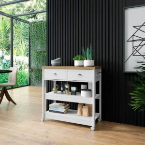 Aparador Carrinho Chá 2 Gavetas Ba-135 Denver Ditália Branco