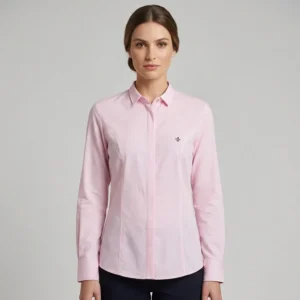 Camisa Dudalina Slim Lisa Listrada Ou26 Rosa Feminino