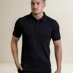 Polo Calvin Klein Basica Touch Logo Colarinho Preto Casual