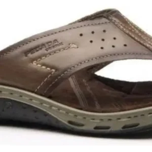 Chinelo Pegada Couro Legitimo Ortopédico Amortecimento Leve