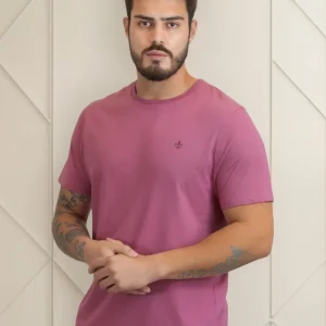 Camiseta Dudalina Masculina Essentials Moda Logo Rosa Médio