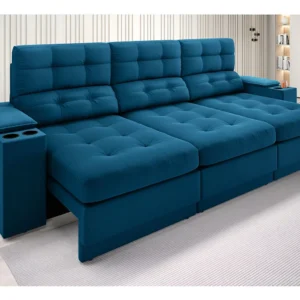 Sofá Com Usb Retrátil E Reclinável Eureka 2,30m Cor Royal