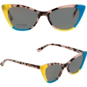 Óculos De Sol Feminino Cat Eye Tendência Moda Cores Gatinho Amarelo Azul