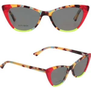 Óculos De Sol Feminino Cat Eye Tendência Moda Várias Cores Gatinho Vermelho Verde-claro