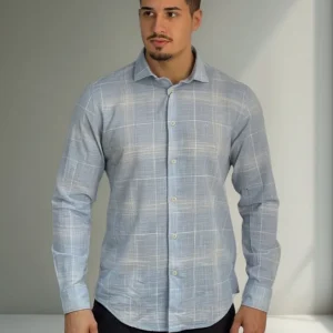 Camisa Aramis Xadrez Slim Azul Claro C/branco Flame