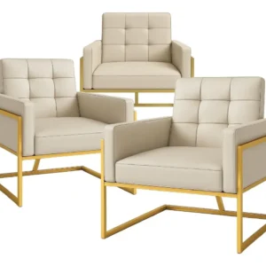 Jogo 3 Poltronas 1 Namoradeira Base De Ferro Resistente