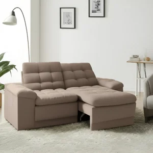 Sofá 2 Lugares Retrátil E Reclinável Confort 1,80m Cor Marrom