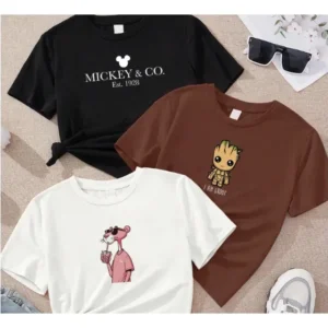 Kit 3 Camisetas Plus Size Disney Moda Feminina