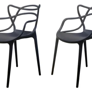 Conjunto 2 Cadeiras Allegra Preta Em Polipropileno Estrutura Da Cadeira Preto Assento Preto