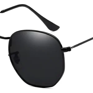 Óculos De Sol Hexagonal Unissex Premium Proteção Uv400 Moda Hexagonal Preto