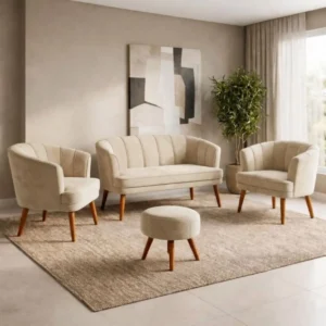 Kit Sala Decorativa Com 2 Poltronas Namoradeira E Puff