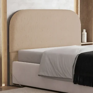 Cabeceira Box Casal 140cm Orgânica Lanna Linho Bege Escuro