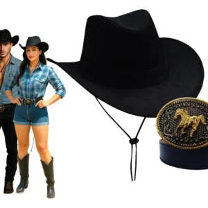 Chapéu Country Rodeio + Cinto Fivela Masculino Feminino