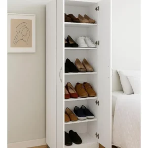 Armário Sapateira Multiuso 2 Portas Dm-579 Cor:branco Branco Branco