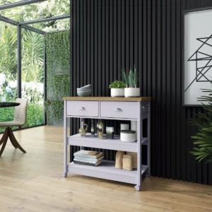 Aparador Carrinho Chá 2 Gavetas Cinza Ad Cinza