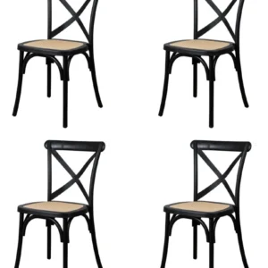 Kit 4 Cadeiras Katrina Rattan Cozinha Jantar La Mobilia Estrutura da cadeira Preto