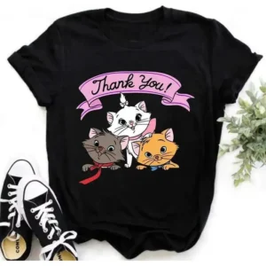 Camiseta Estampada Disney Marie Cat, Casual, Moda, Manga Cur