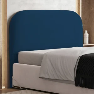 Cabeceira Box Casal 140cm Orgânica Lanna Suede Azul Marinho