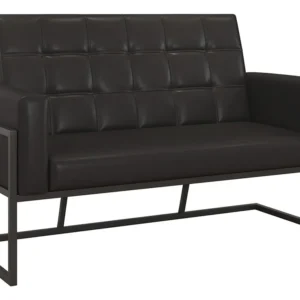 Sofá Namoradeira Corino Base De Ferro Reforçado Recepção