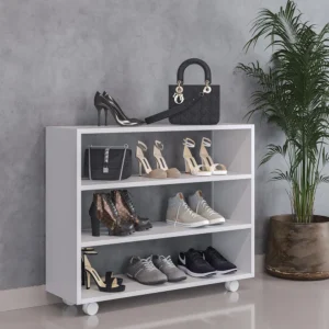 Sapateira Multiuso Organizador 03 Prateleiras Rodízio Pérola Cor Branco