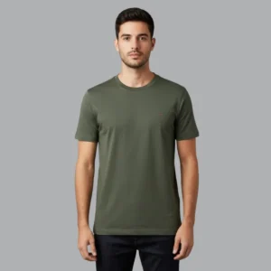 Camiseta Aramis Masculina Slim Verde-militar Algodao Lisa