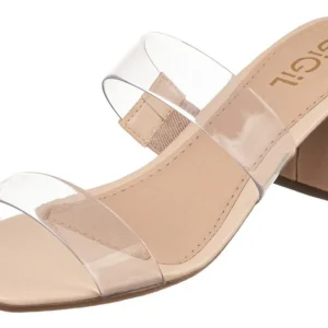 Tamanco Salto Grosso Médio Cristal Vinil Transparente Moda