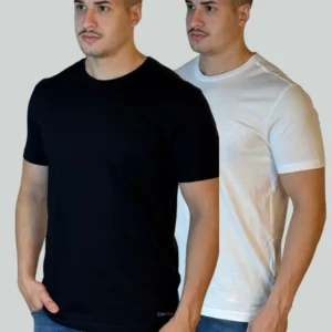 Kit 2 Camisetas Calvin Klein Básica Preta / Branca