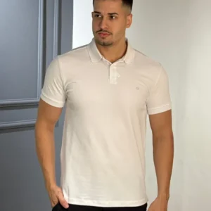 Polo Calvin Klein Slim Fit Básica Branca