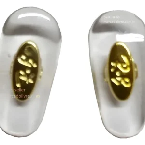 Par Plaqueta Original Ray Ban Oculos Encaixe Grande Dourado Branco