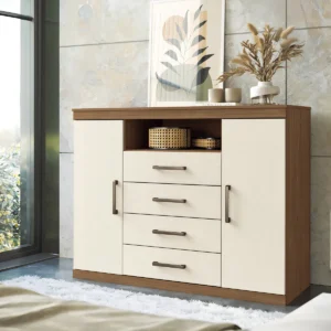 Gaveteiro Santos Andirá Comoda Sapateira 1.4 cor jatoba/areia