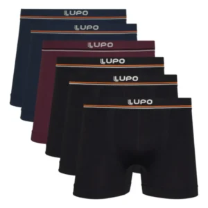 Kit 6 Cuecas Boxer Lupo Microfibra Sem Costura Masculina
