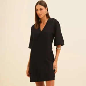 Vestido Curto Forum Gola Ve26 Preto Feminino