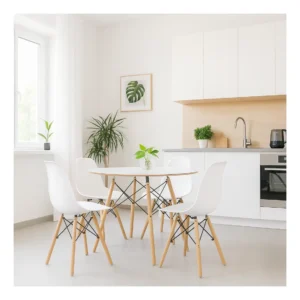 Conjunto Mesa Eames Branca 90cm E 4 Cadeiras Eames Pp Branca